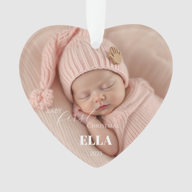 Two Photos Minimalist Pink Baby First Christmas  (devant)