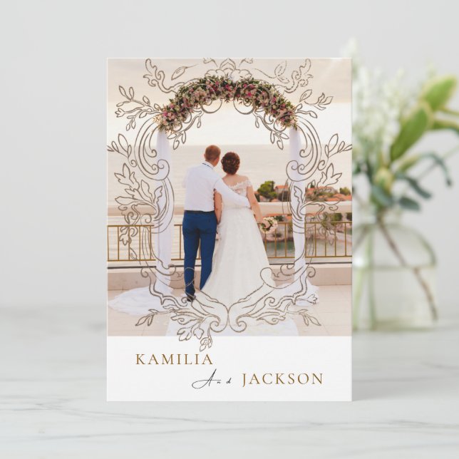 Two-Piece Modern Minimalist Folded Wedding  Einladung (Stehend Vorderseite)