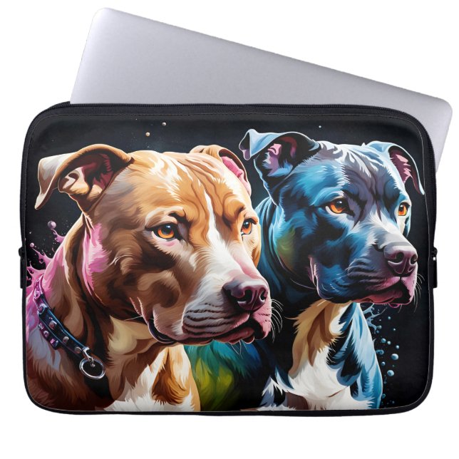 Two Pit Bulls portrait  Laptopschutzhülle (Vorderseite)