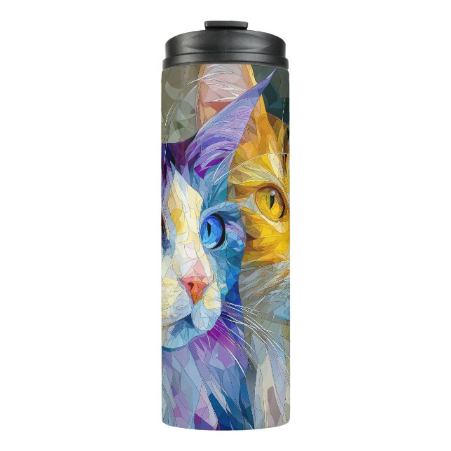 Two Purple and Yellow Cats Thermosbecher (Vorderseite)