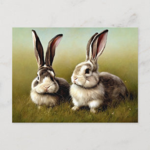 two rabbits postkarte