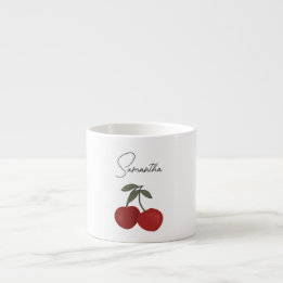 Two Red Cherries Illustration | Cute Fruit Art Espressotasse