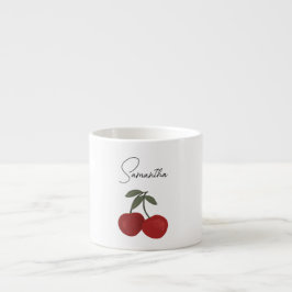 Two Red Cherries Illustration | Cute Fruit Art Espressotasse