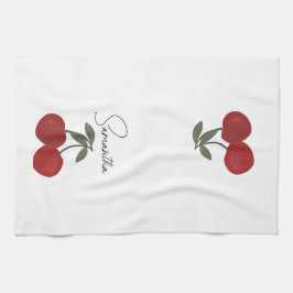 Two Red Cherries Illustration | Cute Fruit Art Geschirrtuch