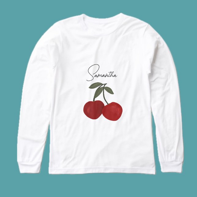Two Red Cherries Illustration | Cute Fruit Art  Tri-Blend Shirt (Von Creator hochgeladen)