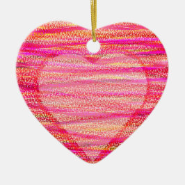 Two Red Hearts on a Valentines Day Tree Keramik Ornament