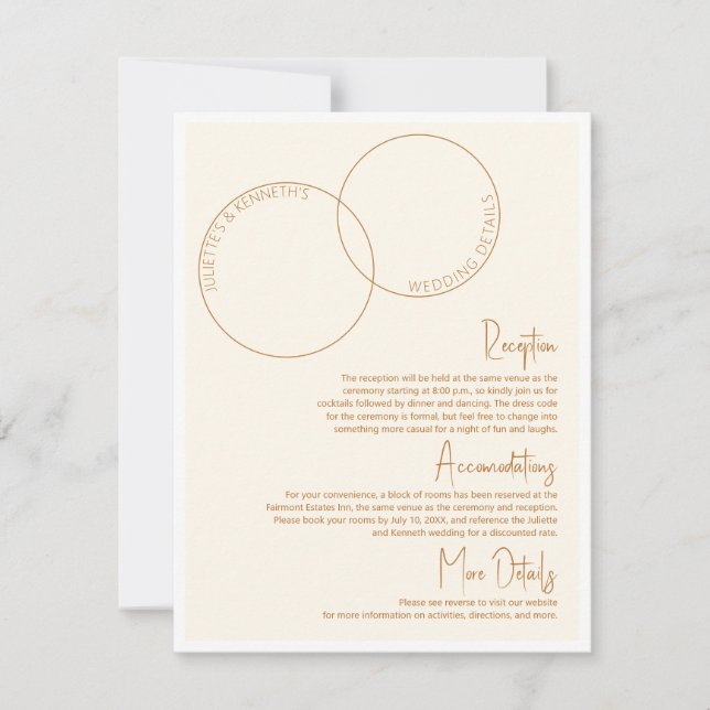 Two Rings Wedding Details Card Einladung (Vorderseite)