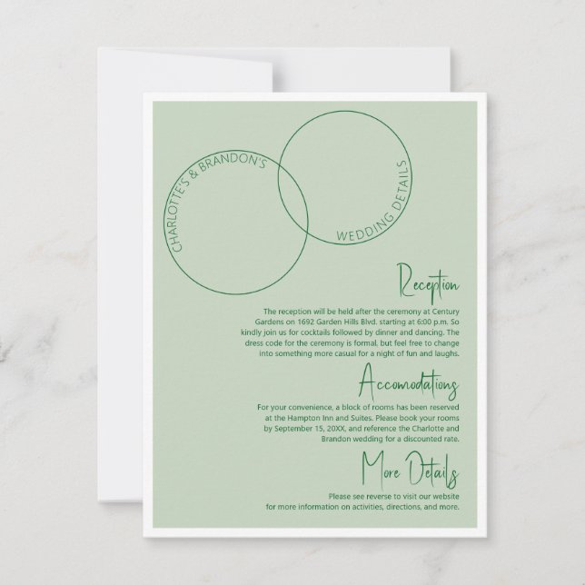Two Rings Wedding Details Card Einladung (Vorderseite)