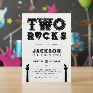 Two Rocks Gitarrenplektrum 2. Geburtstagsfeier Einladung