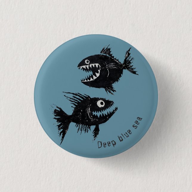 Two scary fish, personalized button (Vorderseite)