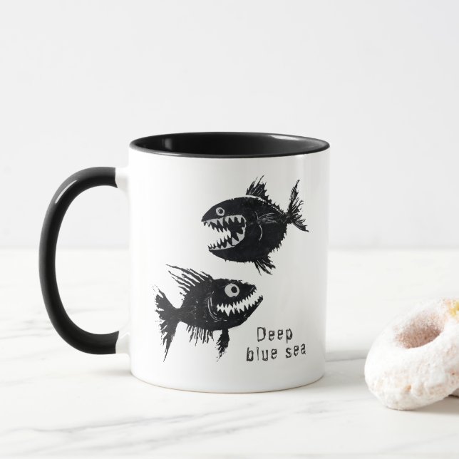 Two scary fish, personalized tasse (Mit Donut)