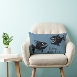 Two scary fish, tattoo style, personalized lendenkissen