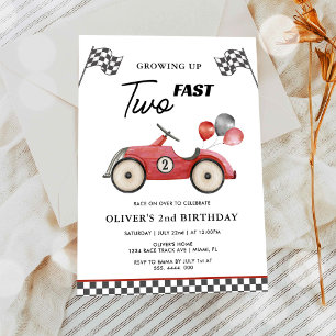 TWO schnelle Rennwagen-Jungs 2. Geburtstag Einladung