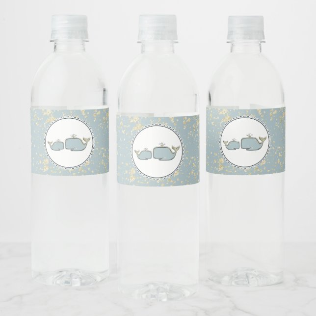 Two Sea Whales Blue & Gold Boutique Baby Dusche (Flaschen)
