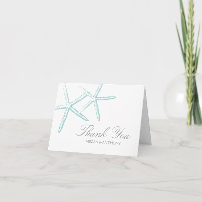 Two Seafoam Green Starfish Wedding Danke (Vorderseite)