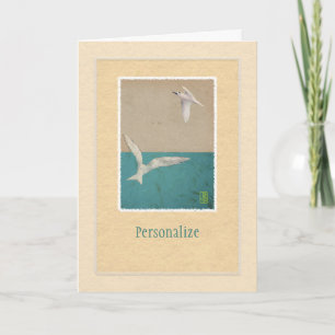 Two Seagulls Paper Art Personalize Greeting Card Karte