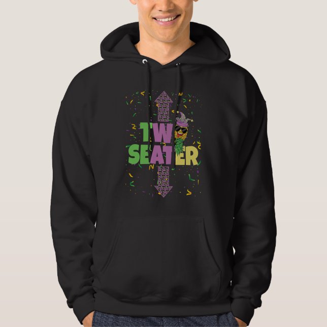 Two Seater Mardi Gras Upside Down Pineapple Swinge Hoodie (Vorderseite)