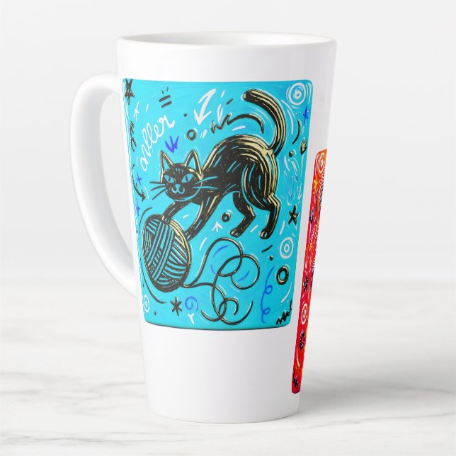 Two-Sided Neon Cat Milchtasse (Linke Ecke)