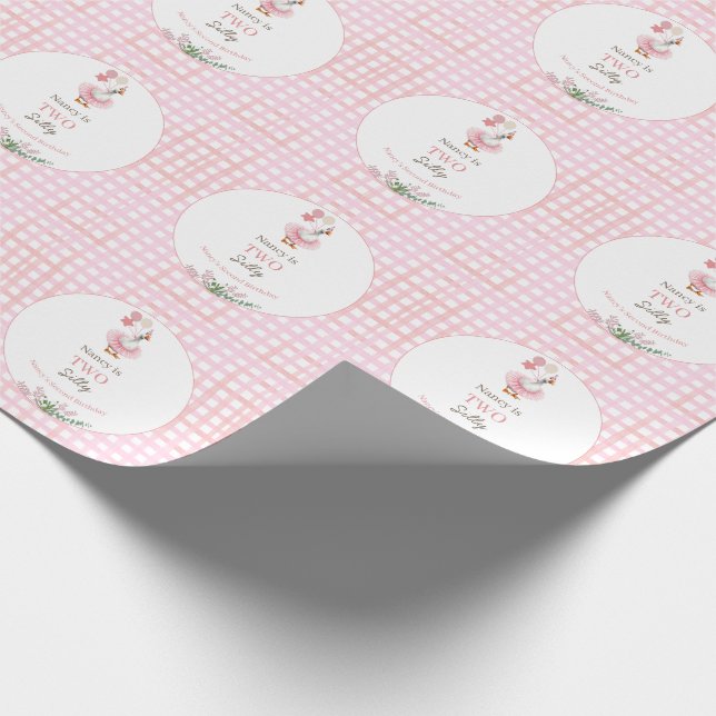 Two Silly Goose 2. Geburtstag Pink  Geschenkpapier (Ecke)