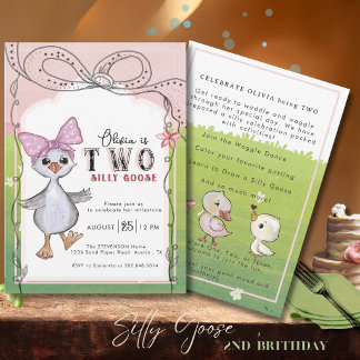 Two Silly Goose 2nd Birthday Invitation