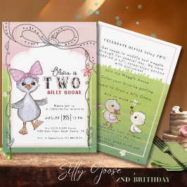 Two Silly Goose 2nd Birthday Invitation Einladung