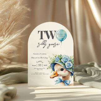 Two Silly Goose Boy 2nd Birthday  Invitation Einladung