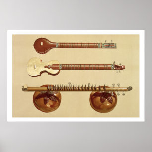 Two sitars and a rudra vina, Indian, from 'Musical Poster