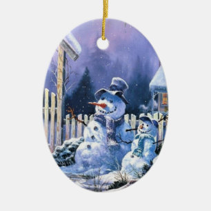 two_snowmen_old_christmas_oval _ornament keramikornament