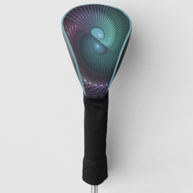 Two Spirals Colorful Modern Abstract Fractal Art Golf Headcover (Vorderseite)