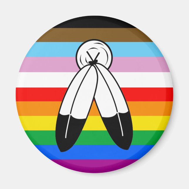 Two-Spirit-LGBTQ+-Progress-Pride-Flagge Magnet (Vorne)