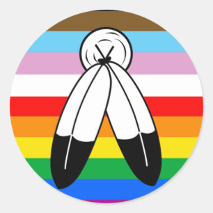 Two-Spirit-LGBTQ+-Progress-Pride-Flagge Runder Aufkleber