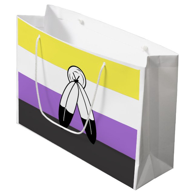 Two-Spirit Nonbinary-Stolzflagge Große Geschenktüte (Vorderseite Schrägansicht)