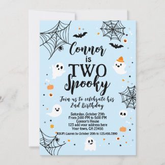 Two Spooky Blue Halloween Einladung