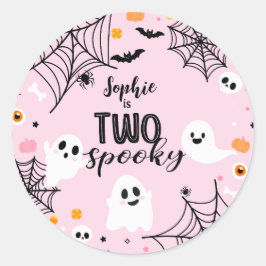 Two Spooky Pink Halloween Ghost Runder Aufkleber