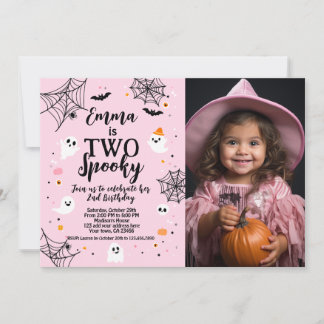 Two Spooky Pink Halloween Invite with Photo Einladung