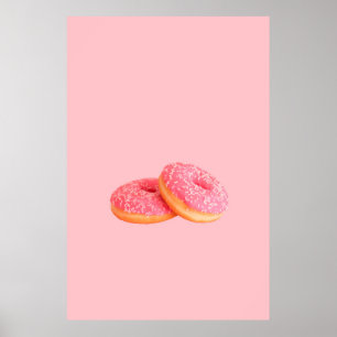 TWO STRAWBERRY DOUGHNUTS WITH SPRINKLES POSTER