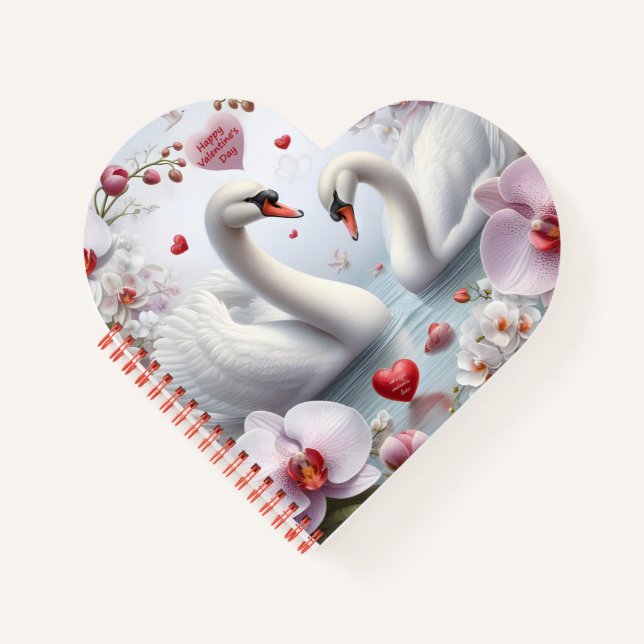Two swans for valentine's day notizbuch (Vorderseite)