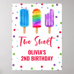 Two Sweet 2. Geburtstag Regenbogen-Eis am Stiel Poster