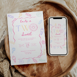 Two Sweet Birthday Invitation Sweet 2nd Birthday Einladung