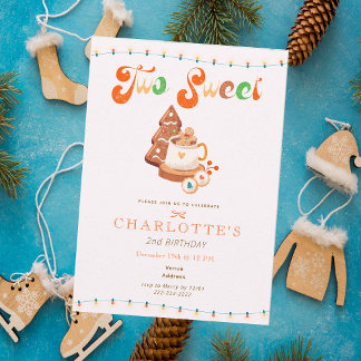 Two Sweet Christmas Cookie Cocoa Girl 2nd Birthday Einladung
