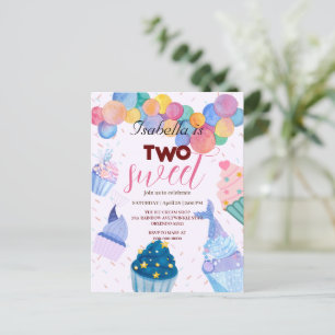 Two Sweet Cupcake-Ballon-Meerjungfrau 2. Geburtsta Postkarte