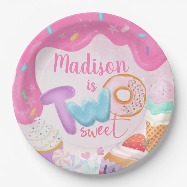 Two Sweet Donut Birthday Plate Pappteller (Vorderseite)