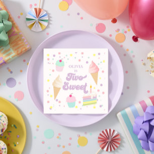 Two Sweet Eiscreme und Kuchen 2. Geburtstag Serviette