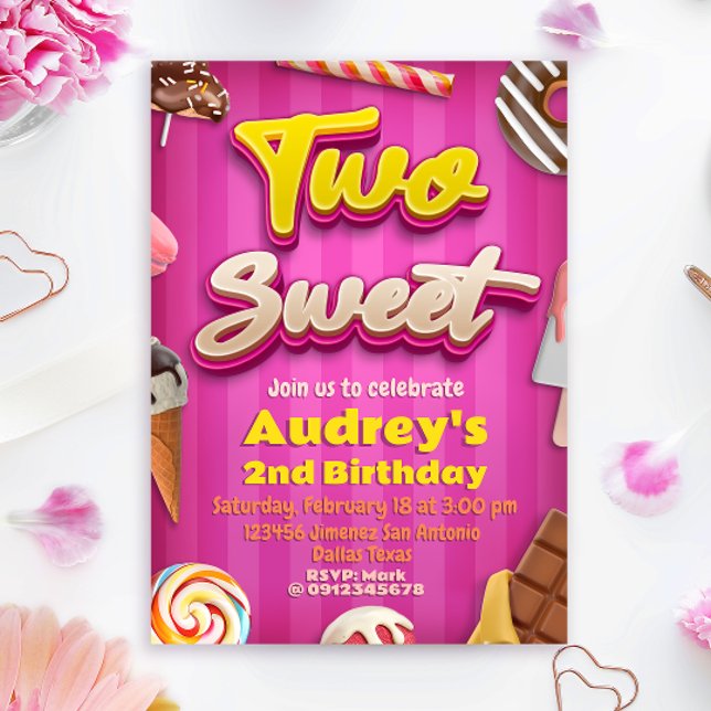 Two Sweet - Girl 2. Geburtstag Einladung (Two Sweet - Girl 2nd Birthday Invitation
)