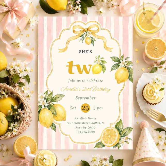 Two Sweet Lemon 2. Geburtstag  Einladung (Von Creator hochgeladen)