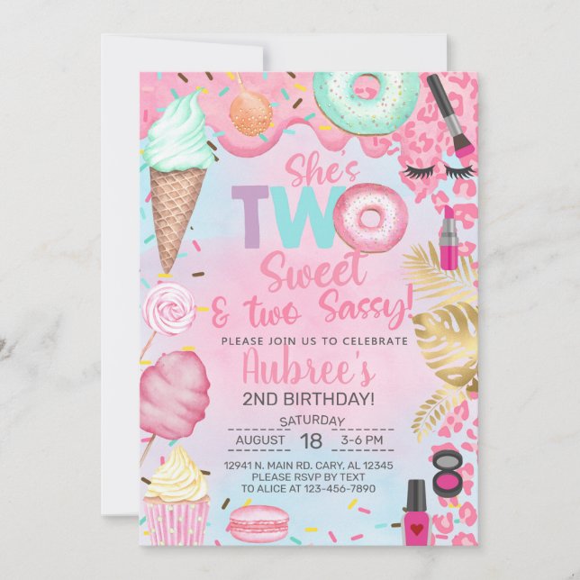 Two Sweet Two Sassy girl 2e invitation anniversair (Devant)