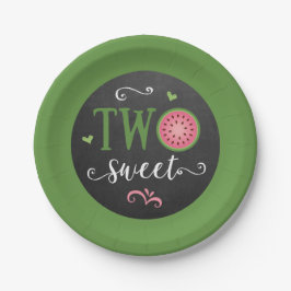 Two Sweet Watermelon 2nd Birthday Paper Plate Pappteller