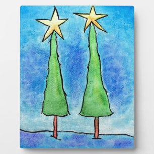 Two Tall Christmas Trees Fotoplatte
