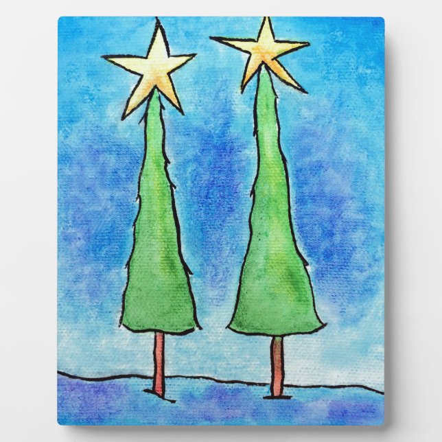 Two Tall Christmas Trees Fotoplatte (Vorderseite)