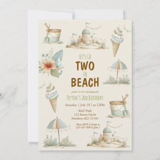 Two the Beach Summer Kids Birthday Invitation